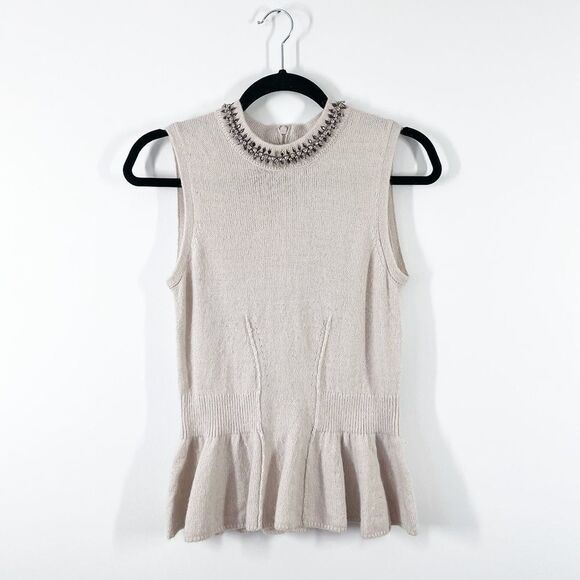 Rebecca Taylor embellished collar sleeveless‎ peplum sweater wool & alpaca blend - Picture 1 of 6